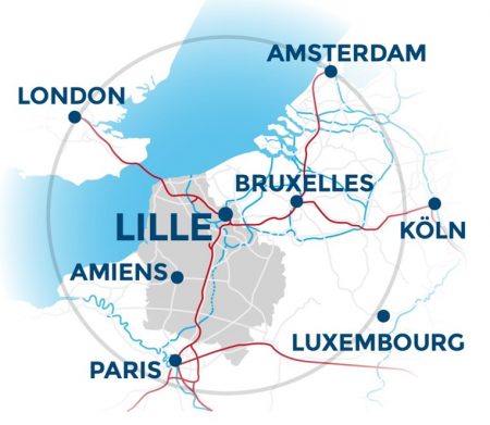 Map of Lille in European context
