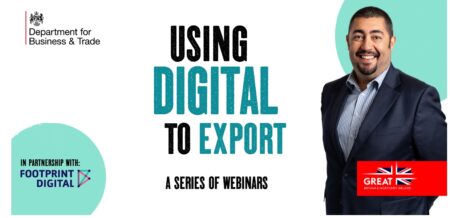 DBT webinar series poster with advisor Using Digital to Export